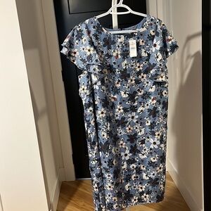 LOFT floral flutter sleeve v neck shift dress